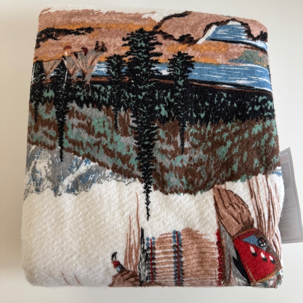 Basics Pillowtex Native American Print Blanket King Queen Western Made in USA - Picture 4 of 6